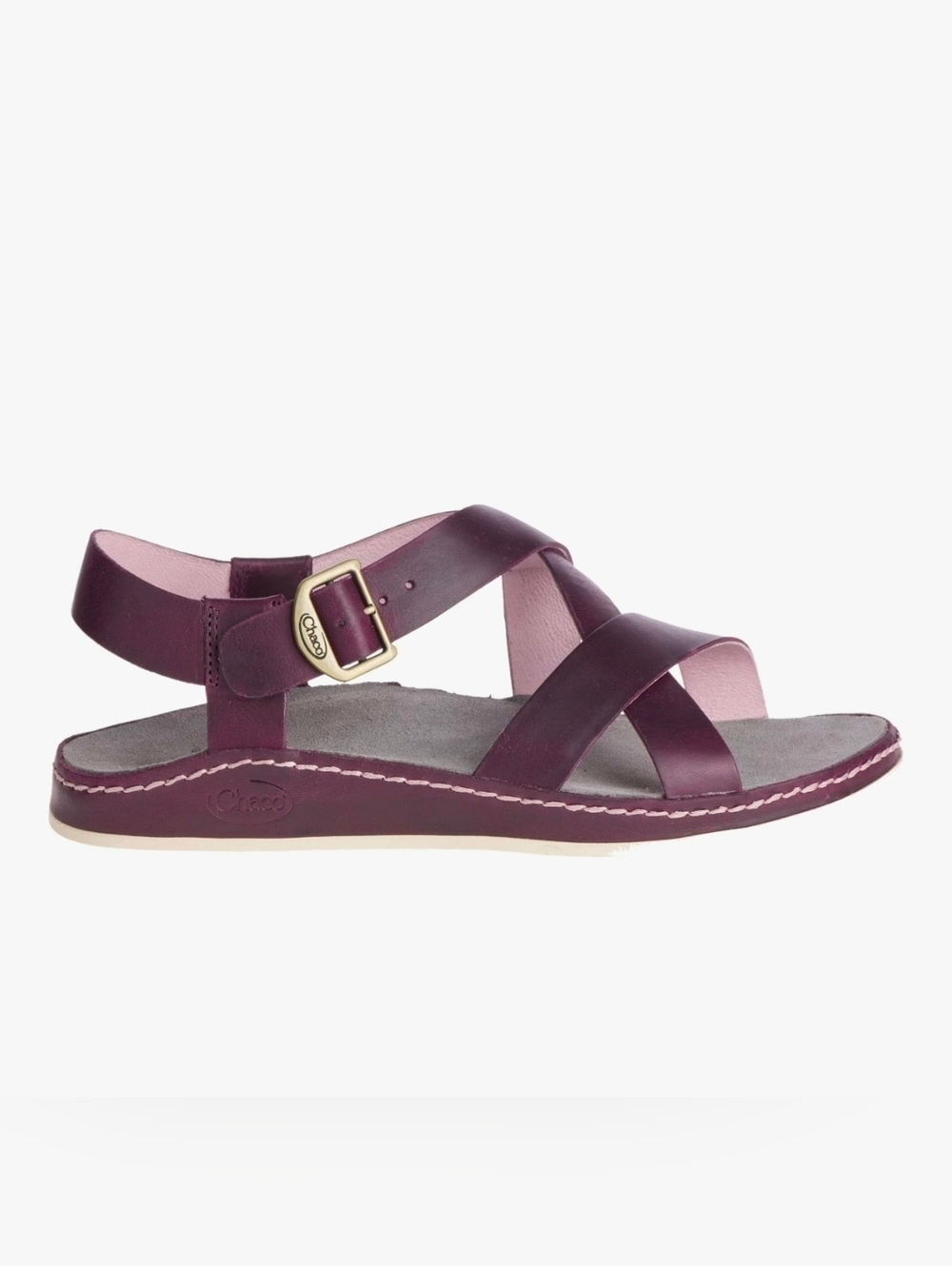 Chaco Wayfarer Women’s Plum Cross-Strap Leather Sandal with Buckle Size 5